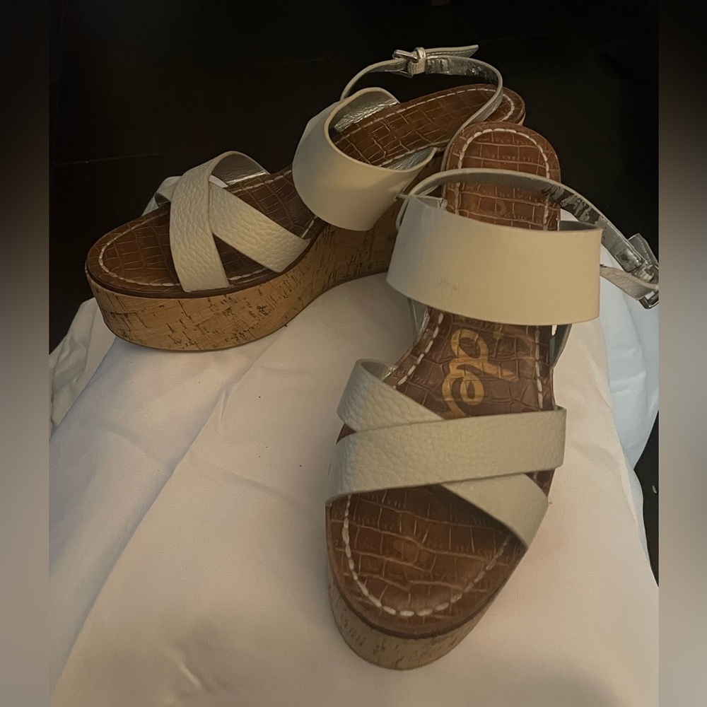 Sam Edelman wedge sandal. White. Size 10.